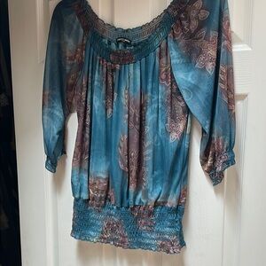 Elegant Blue Paisley Women's Top
